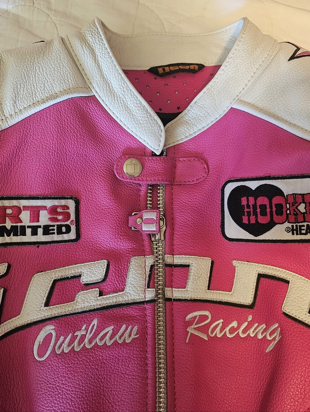 Motorcycle Jacket Leather, Icon Kitty Pink